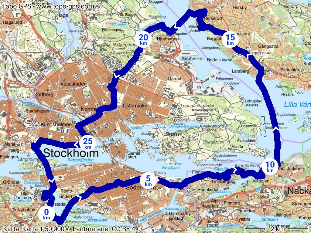 Stockholm Lidingö Roundtrip Bike Route Map overview
